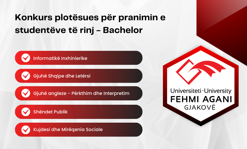 Konkurs plotësues për pranimin e studentëve të rinj - Bachelor